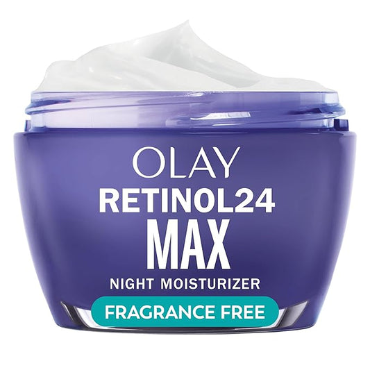 Olay Retinol Face Moisturizer, 24 MAX Anti-Aging Night Cream for Women, Fragrance-Free, Non Greasy - Anti-Wrinkle, Smooth Fine Lines, Tightening, Hydrating Skin Care - Peptides, Glycerin, 1.7 Oz-FemmiqueWomen