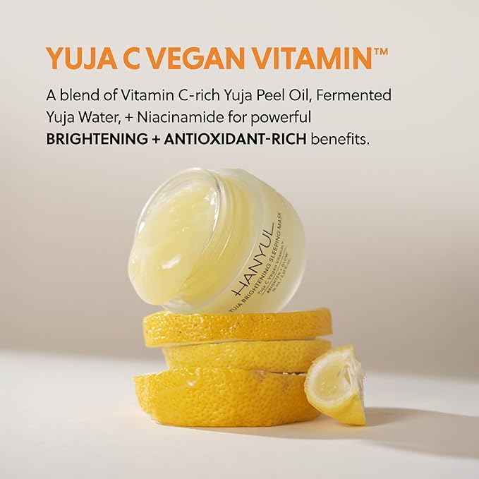 Hanyul Yuja Sleeping Mask | Korean Yuzu Night Cream, Vitamin C for Glow, Radiance, Brightening, Vegan Hydrating Overnight Moisturizer with Hyaluronic Acid, Niacinamide & Antioxidants 2.37 fl. oz.-FemmiqueWomen