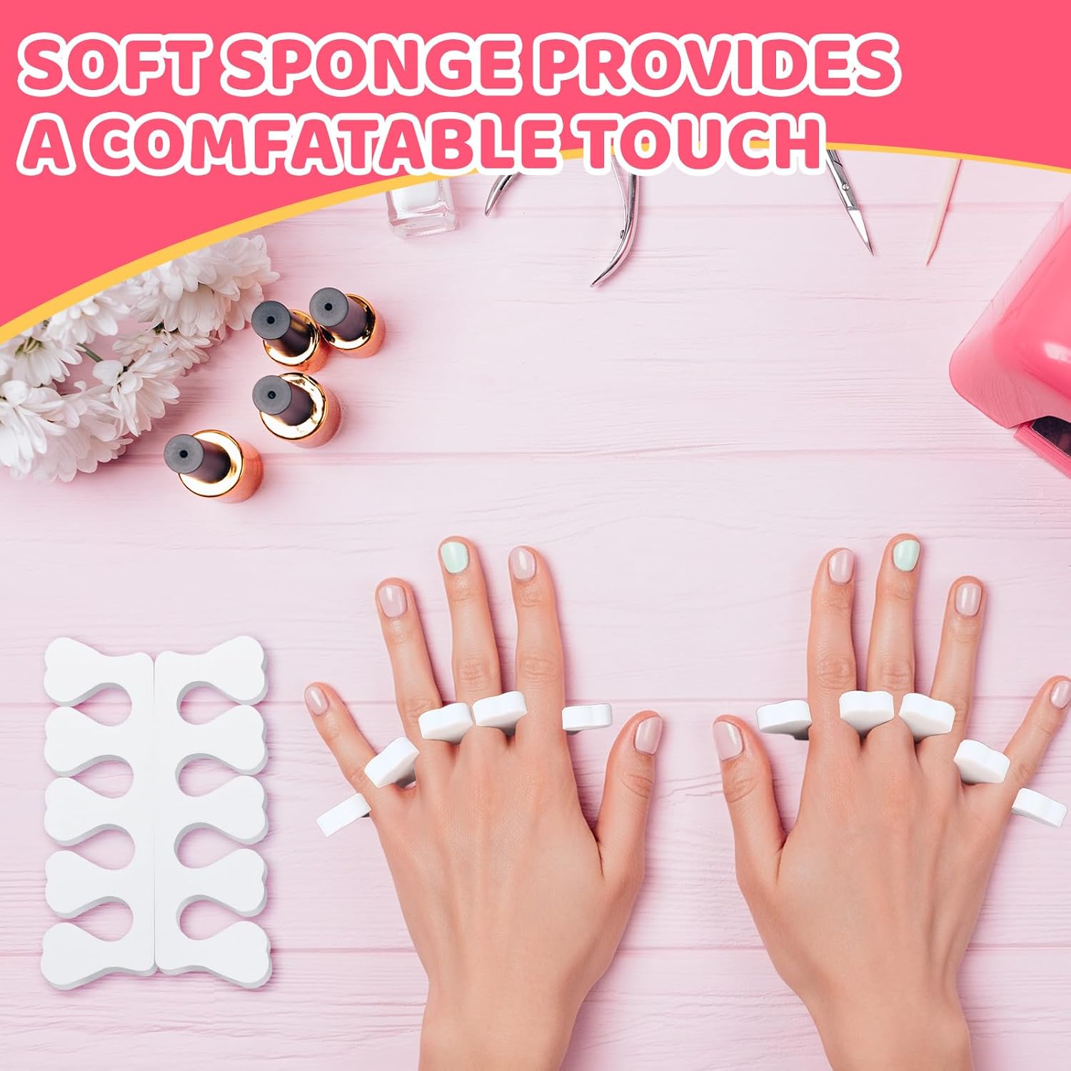 300 Pcs Sponge Toe Separators for Nail Polish Bulk Finger Separators Toe Divider Spacer Pedicure Correct Foot Manicure Coating Gel Painting Soft Pedicure Supplies for Men Women, White-FemmiqueWomen