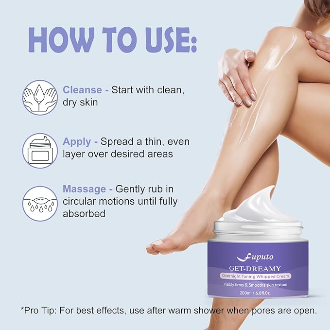 Get Dreamy Overnight Toning Whip - Body Firming Cream for Women, 6.76 oz Sleep & Sculpt Night Cream, Reduces the Appearance of Body Skin Laxity for Mulated for All Skin Types (200ml)-FemmiqueWomen