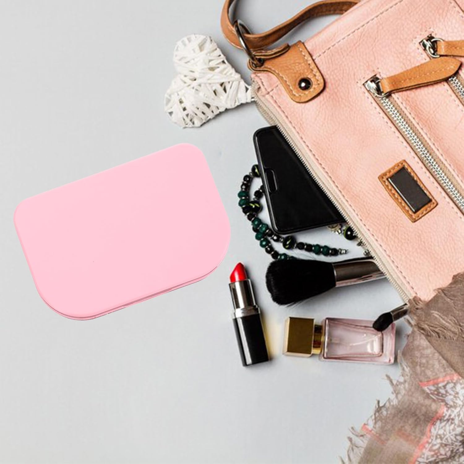 Eyelash Storage Case, 3 Layer Lash Case Makeup Storage Box with Makeup Mirror Empty Travel Cases Cosmetic Organizer Box Fake Eyelash Container Lash Packaging (Pink)-FemmiqueWomen