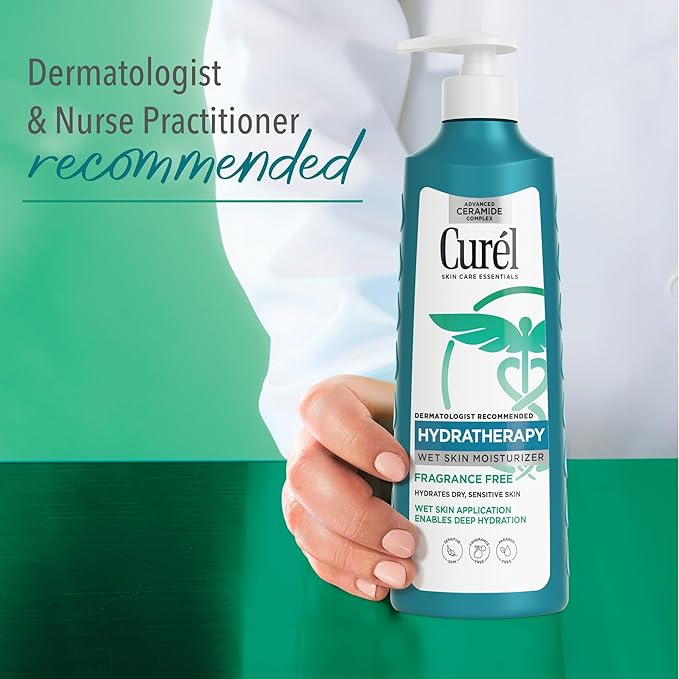 Curel Hydra Therapy In Shower Lotion, Itch Defense Body Moisturizer with Advanced Ceramide Complex, Vitamin E, & Oatmeal Extract, 12 Oz-FemmiqueWomen