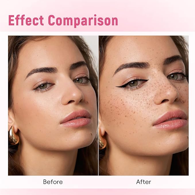 2pcs Freckle Stamp Pen with Eyeliner for Natural Lifelike Faux Freckle 2 in 1 Fake Freckles Stain Marker Pen for Waterproof Long Wear Sunkiss Makeup #Light Brown&Black-FemmiqueWomen