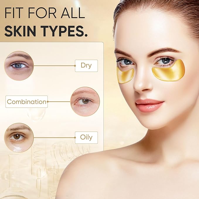 100Pcs/50Pairs Under Eye Patches Gold for Dark Circles, Puffy Eyes, and Wrinkles, 24K Gold Eye Mask for Face, Eye Cream for Men and Women-FemmiqueWomen