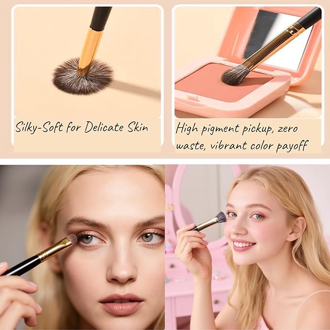 Eyeshadow Makeup Brushes Set with Case 8 PCS Soft Synthetic Hairs Eye Makeup Brushes for Blending Eyebrow Eyeliner Eyeshadow （Black）-FemmiqueWomen