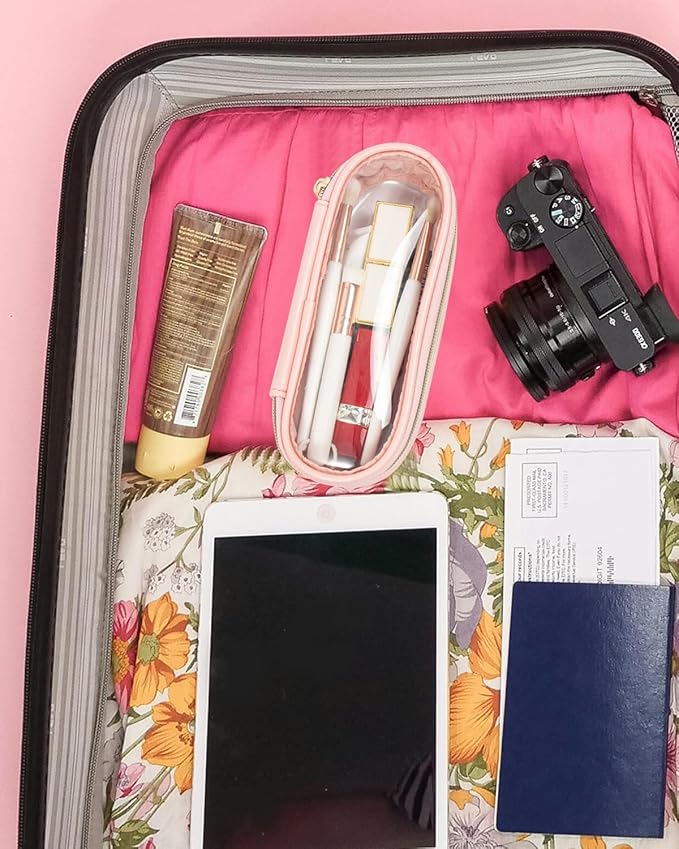 Clear Makeup Bag Small, TSA Approved Portable Toiletry Bag with Zipper Cosmetic Travel Bag Makeup Organizer Case Mini Makeup Pouch for Purse Car Organizer Bag for Women Men-FemmiqueWomen