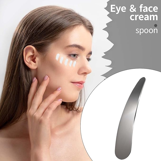 2Pcs Mini Metal Cosmetic Spatulas, Makeup Spatulas, Skincare Spatula, Cream Spatula, Beauty Accessories for Mixing and Sampling Plant Masks, Skin Care Creams, Eye Cream, Essences(Silver)-FemmiqueWomen