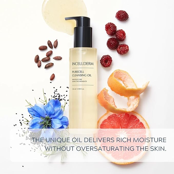 Riman Incellderm Purecell Cleansing Oil | 4.9 fl oz | Gentle Makeup Remover and Hydrating Cleanser | Lightweight and Non-Comedogenic | Suitable for Various Skin Types | Plant-Based Formula-FemmiqueWomen