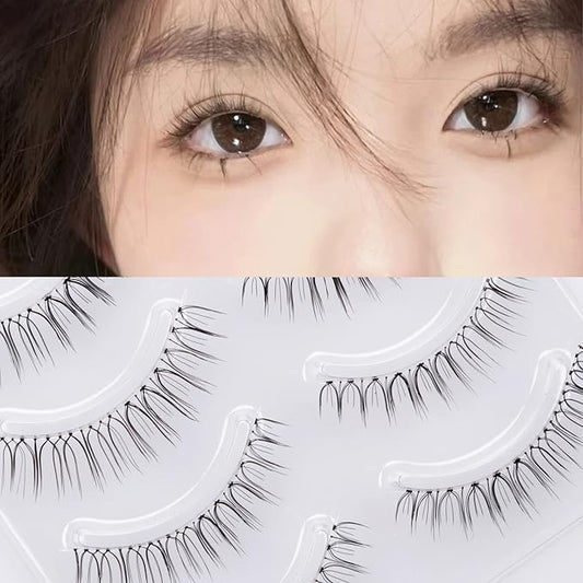 Miz Barn Daily Natural Look False Eyelashes,4 Pairs Natural Soft Lightweight Comfortable Short Lashes Clear Band Handmade Luxurious False Eyelashes(A05)-FemmiqueWomen