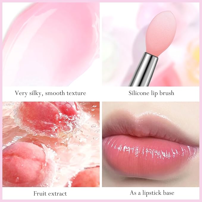 2Pc Jelly Lip Mask Overnight,Fruity Peach Lip Sleeping Mask Day Night Repair Kawaii Lip Balm Hydrate Plump Dry Lip Scrubs Exfoliator,Lip Care Lip Moisturizer with Collagen-Peach-FemmiqueWomen