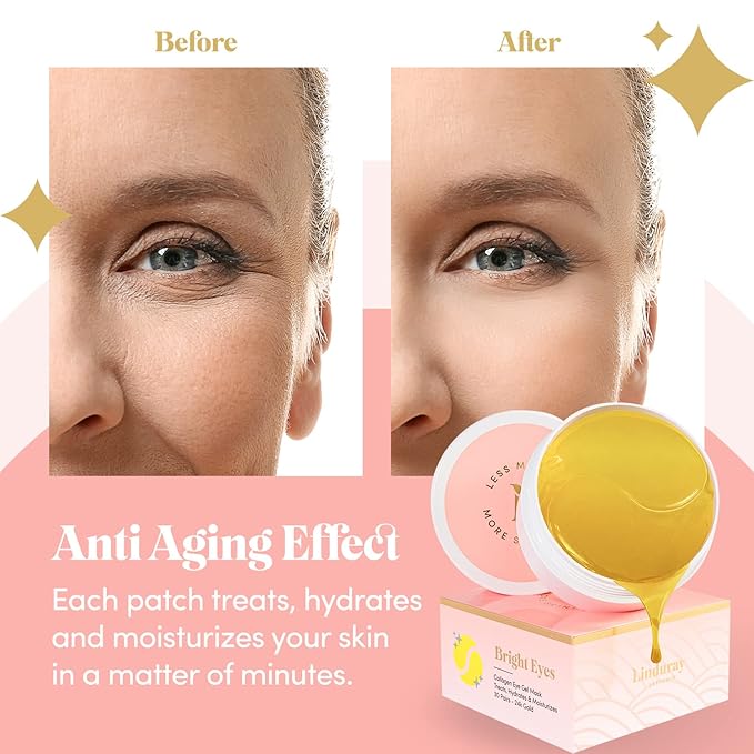 24K Gold Collagen Under Eye Mask - Bright Eyes Anti Aging Treatment-FemmiqueWomen