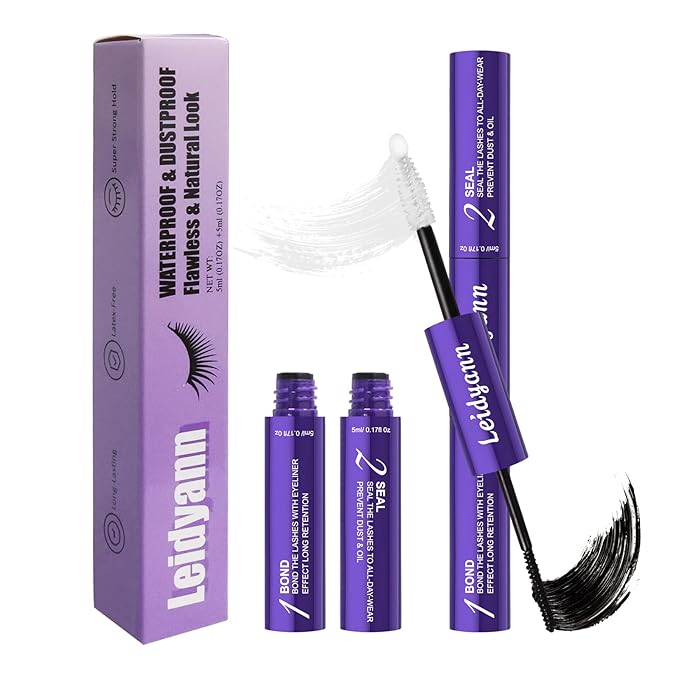 Eyelash Glue and Lash Bond & Seal, 72H Waterproof Cluster Lash Glue for Eyelash Extensions, Long-Lasting & Non-Irritating, 2-in-1 Bond and Seal for Lash Clusters-FemmiqueWomen