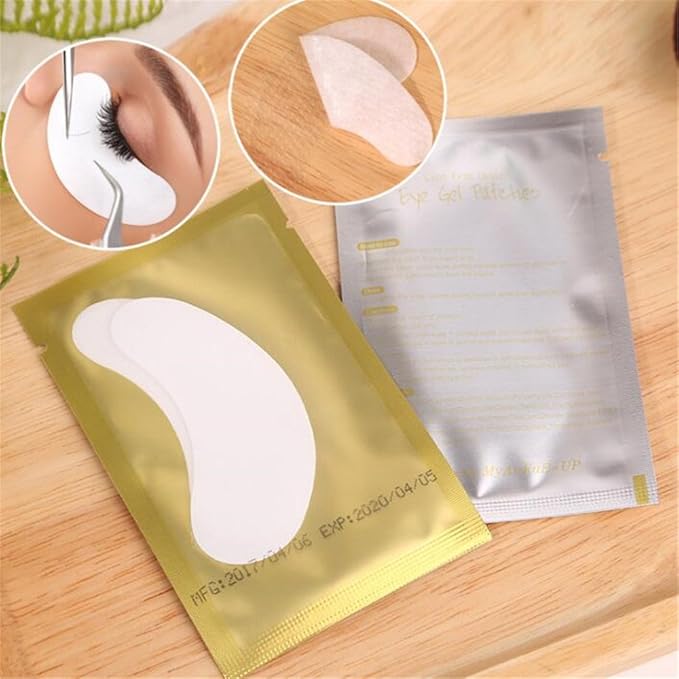 100 Pairs Set，Eye Gel Patches,Under Eye Pads Lint Free Lash Extension Eye Gel Patches for Eyelash Extension Eye (gold)-FemmiqueWomen