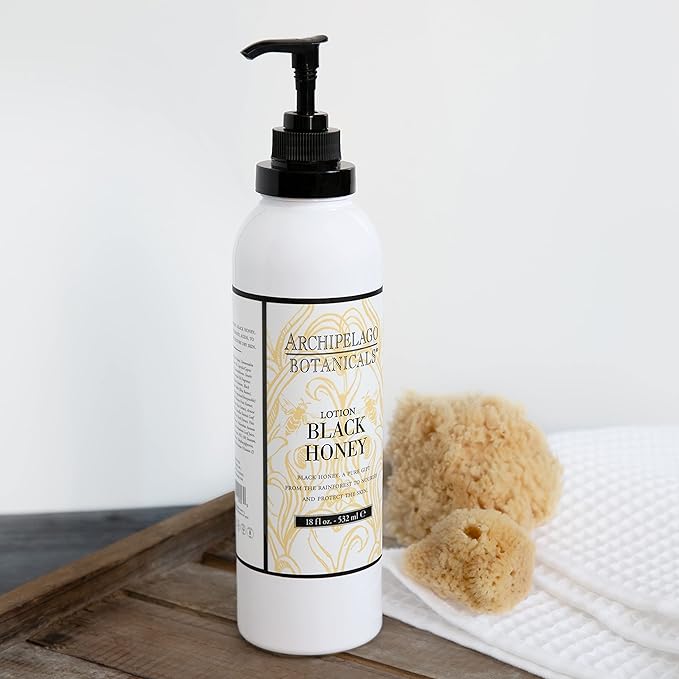 Archipelago Botanicals Black Honey Lotion, Hydrating Body Lotion for Dry Skin, Nourished and Healthy Skin Care, Paraben-Free, Phthalate-Free, 18 oz-FemmiqueWomen
