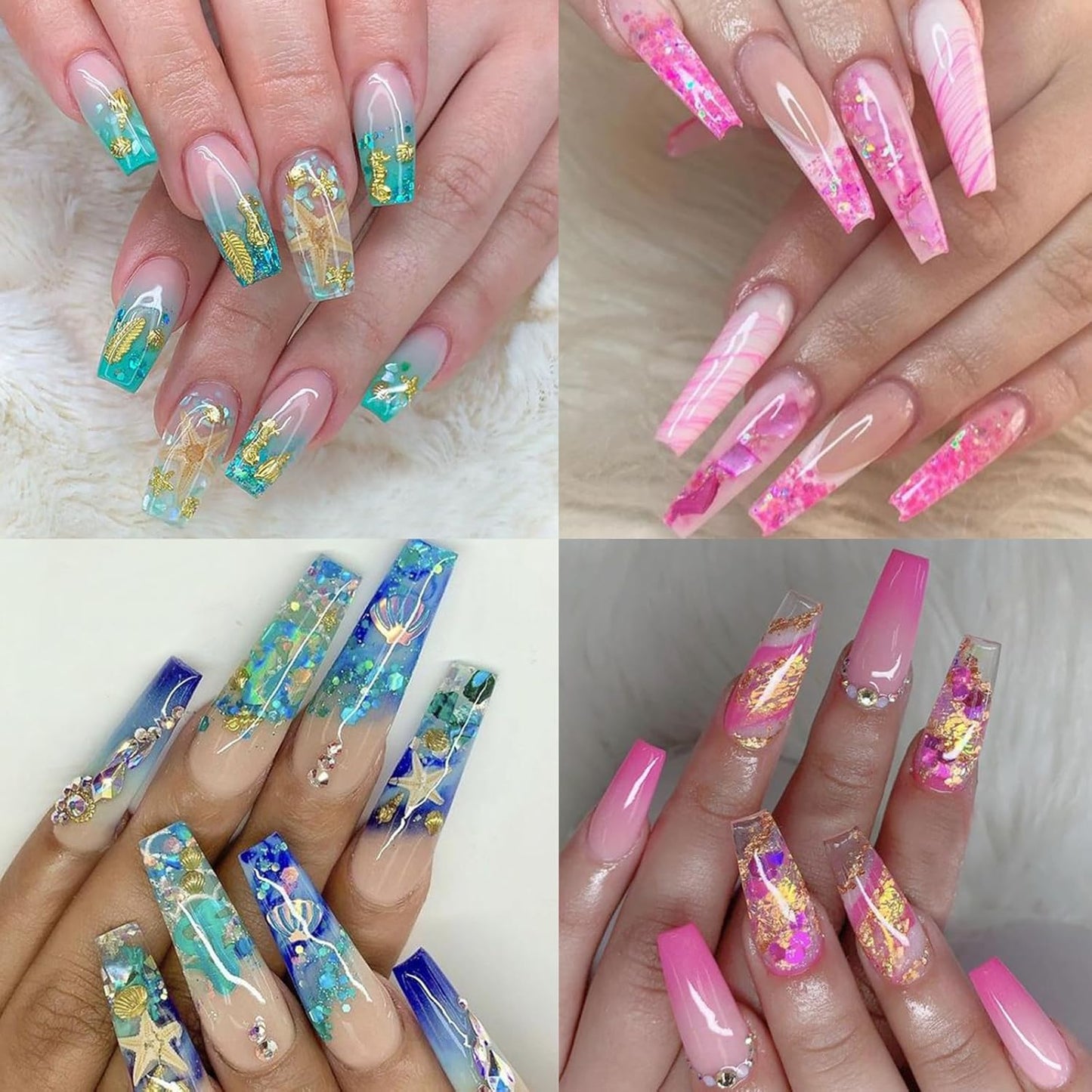 12Grids Holographic Mermaid Colorful Nail Art Glitter,Irregular Rainbow Candy Color Nail Art Flakes Sequins Gradient Bright Ice Slag Nail Sequins Summer Metallic Foil Nail Supplies DIY Nail Decoration-FemmiqueWomen