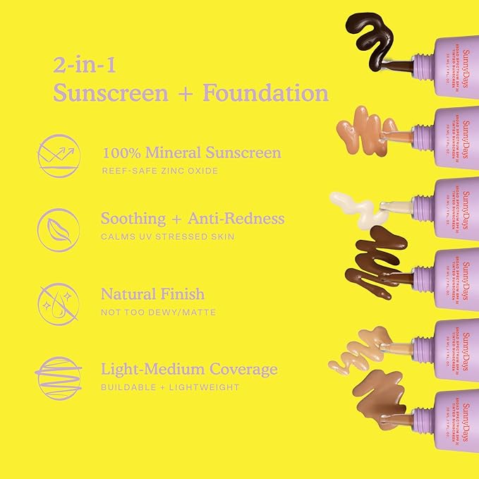 Tower 28 Beauty SunnyDays SPF 30 Tinted Mineral Sunscreen For Sensitive Skin - 2-in-1 Facial Broad Spectrum UVA/UVB Protection + Foundation - Shade 45 SILVER LAKE- Tan with Neutral Undertones, 1 Fl Oz