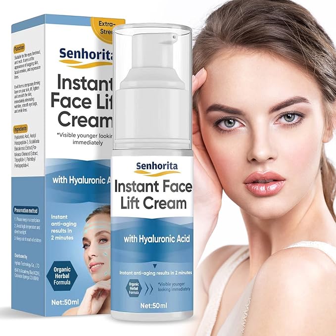 Instant Face Lift Cream, Temporary Skin Tightening Cream with Hyaluronic Acid, Visibly Firming Loose Sagging Skin for Face and Neck in 2 Minutes, Smooth Fine Lines and Wrinkle-FemmiqueWomen