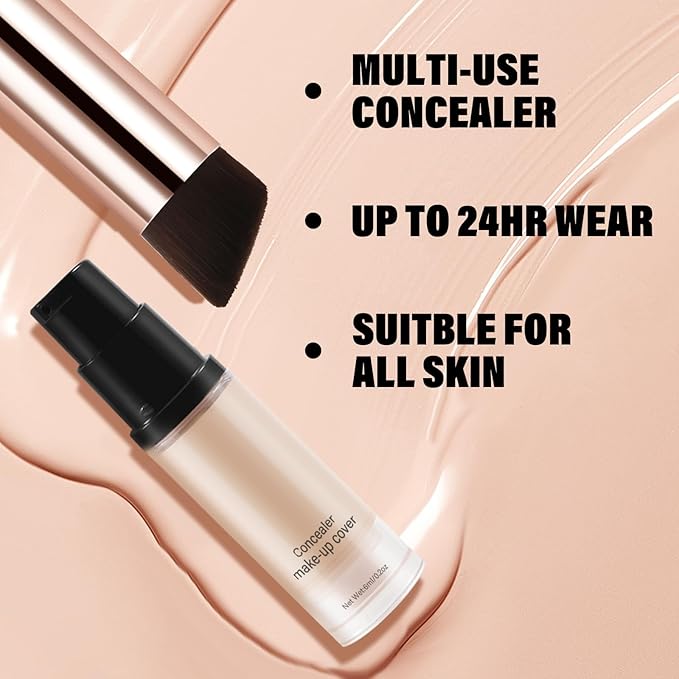 2pcs Liquid Concealer Set with Brush,Full Cover,Concealer Wand with Matte Finish,Corrects，Covers，Long Wear Up to 24hr-FemmiqueWomen