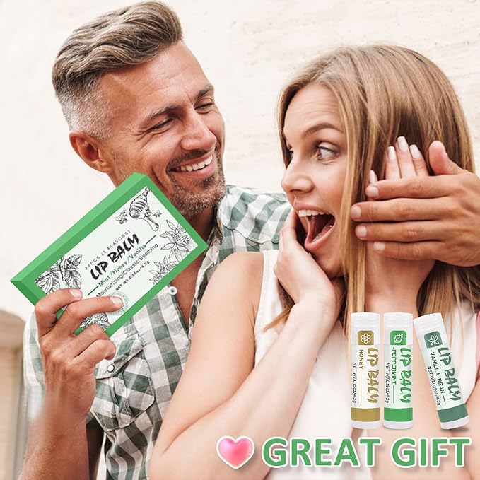 24 Pack Lip Balm Bulk, Vanilla Mint Honey, 100% Natural Lip Balm with Vitamin E and Coconut Oil, Moisturizing Lip Balm for Dry Lips-FemmiqueWomen