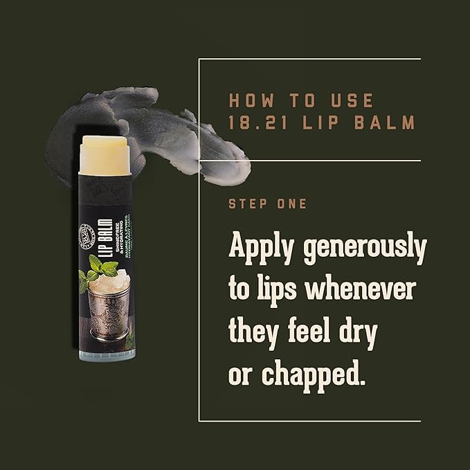 18.21 Man Made Lip Balm - Mint Julep Flavor, Lip Protectant Hydrates & Moisturizes with Beeswax, Cocoa Butter & Vitamin E - For chapped and dry lips-FemmiqueWomen