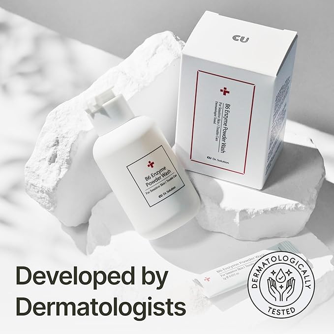 B6 Enzyme Powder Face Cleanser, Korean Skin Care Exfoliating Face Wash with PHA and Papain Enzyme, Face Exfoliator with Calamine and Vitamin B6, Gentle Cleanser, 55g (1.94 Oz)-FemmiqueWomen