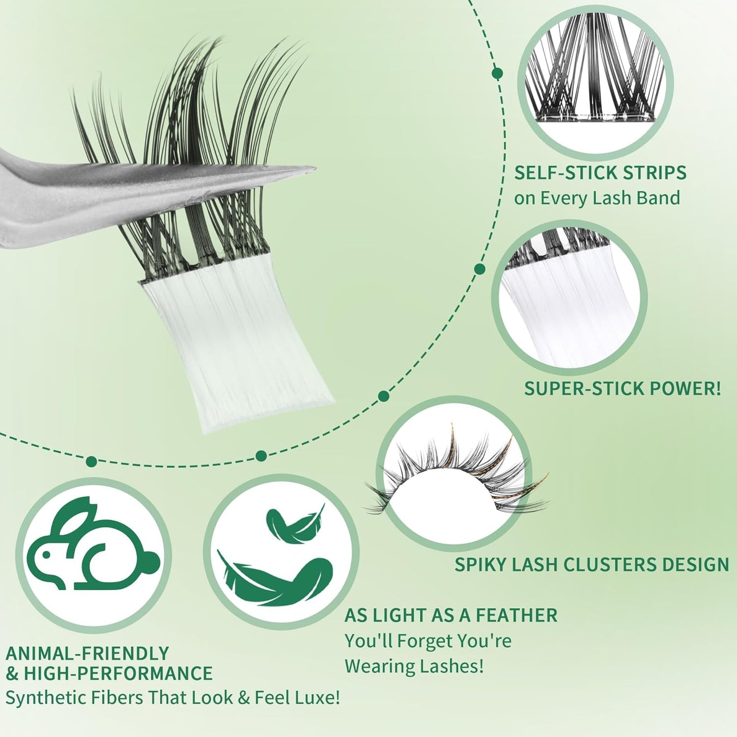 Self Adhesive Eyelashes Manga Lash Clusters 10MM-16MM No Glue Needed Eyelash Clusters Wispy Self Adhesive Lash Extensions Spiky Pre Glued Eyelash Extensions 100Pcs-FemmiqueWomen