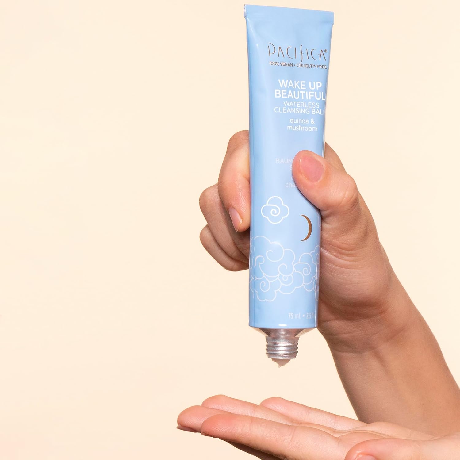 Pacifica Wake Up Beautiful Cleansing Balm & Makeup Remover - 2-in-1 Waterless Face Cleanser for Dry & Sensitive Skin, Hydrating No-Rinse Balm Dissolves Stubborn Makeup, 2.5oz-FemmiqueWomen