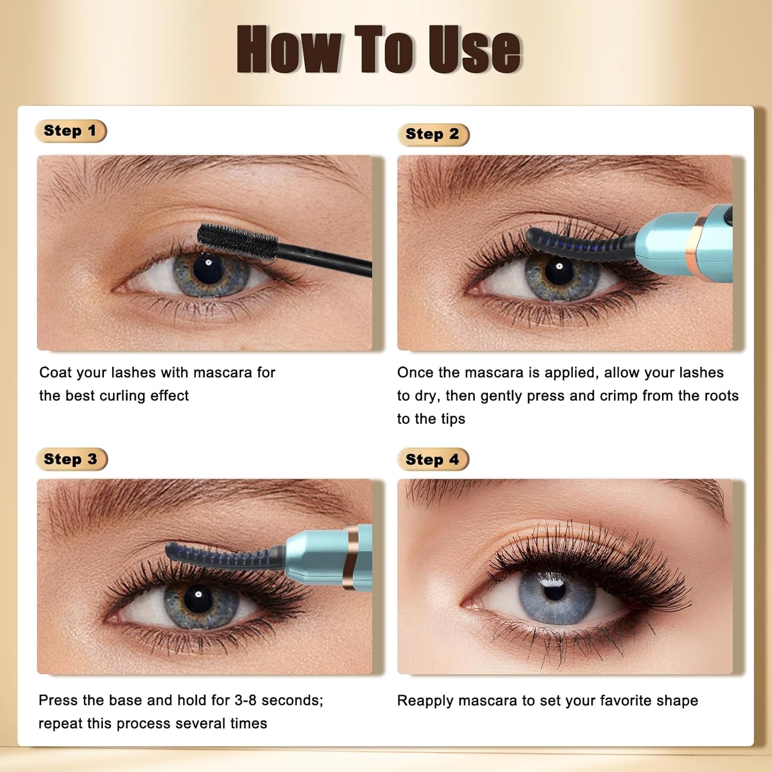 Heated Eyelash Curlers with Battery Indicator, Electric Eyelash Curler 3 Temperature Modes LED Display USB Rechargeable Makeup Tools, Heated Lash Curler Ideal Christmas Gift for Women LS423-FemmiqueWomen