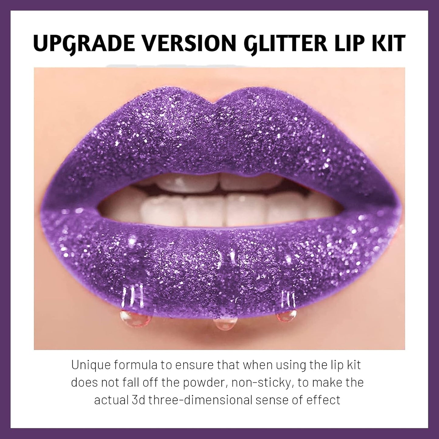 3 Colors Glitter Lip Kit, Diamond and Metallic Powder With Primer, Waterproof Long Lasting & Smudge Proof, Shimmer Sparkly Cosmetic Without Sticky Flake Off Set C-FemmiqueWomen
