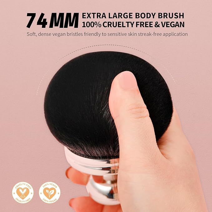 docolor Extra Large Body Makeup Brush For Self Tanner, 3 Inch Width Self Tanning Brush Kabuki Brush, Soft synthetic hair, for Foundation, self-tanners, bronzer, sun blocks, powder, For Face and Body-FemmiqueWomen
