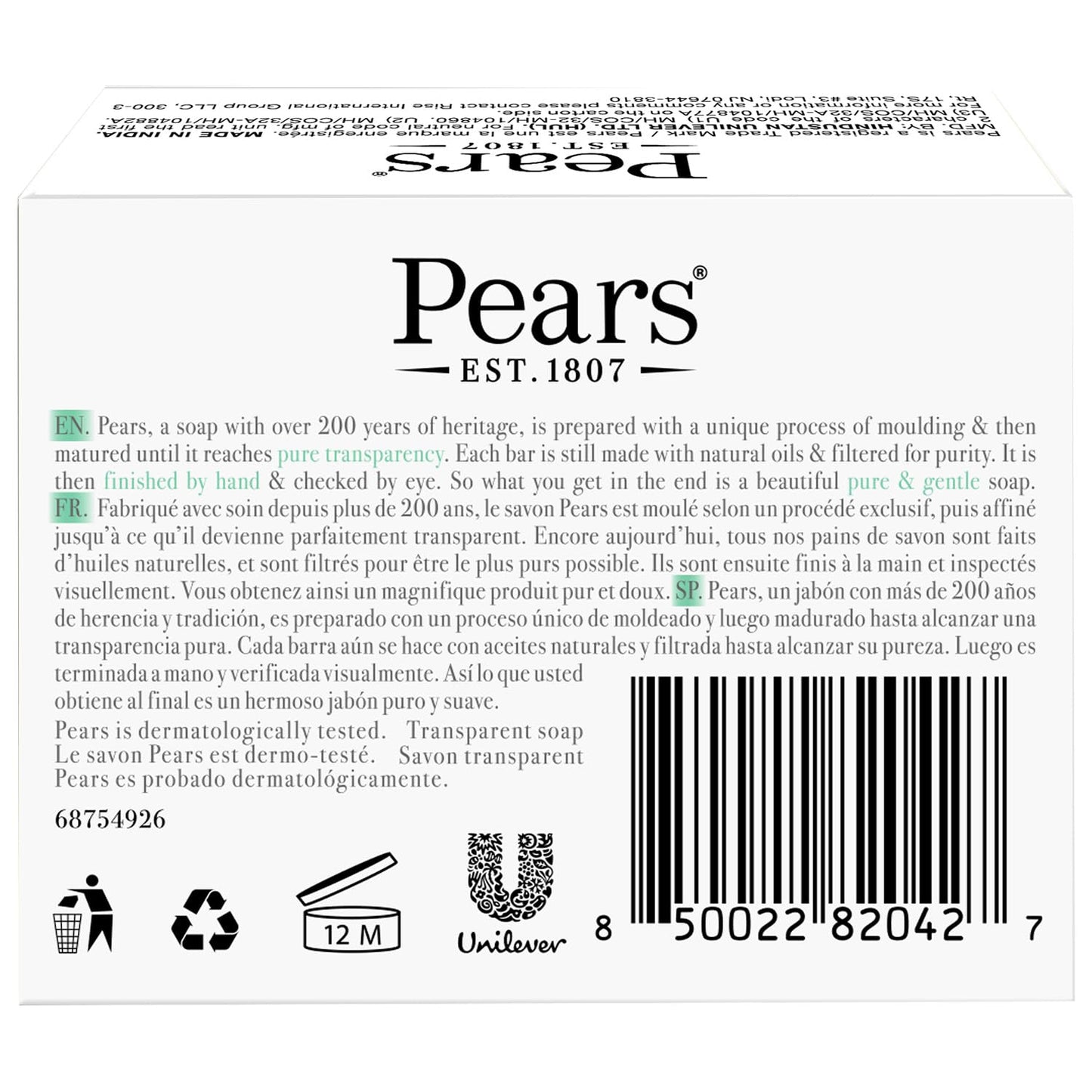 Pears Soap, Pure & Gentle with Lemon Flower Extract, 2-Pack – Transparent Green Glycerin Soap for Radiant, Glowing Skin, 3.53 Oz Ea-FemmiqueWomen