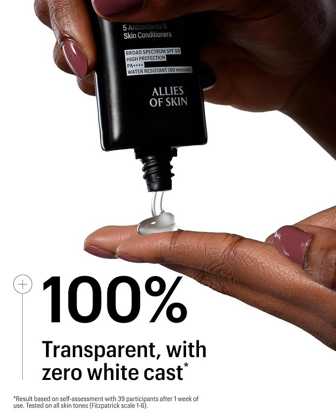 Allies of Skin Daily Face Sunscreen SPF 50 | Zero White Cast Lightweight Gel Formula | Dermatologist Tested Under Makeup Primer| Water-Resistant & PA++++ Broad Spectrum UVA/UVB (1.7 oz)-FemmiqueWomen