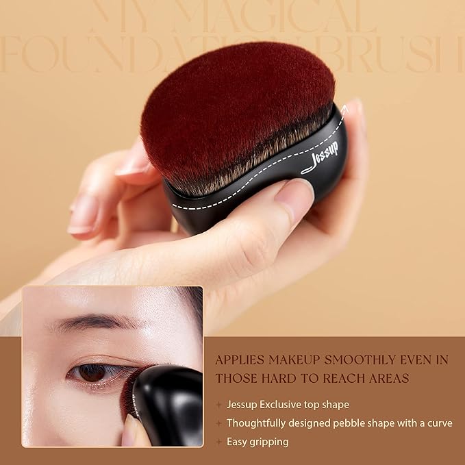 Jessup Foundation Brush Large Kabuki Makeup Brush for Face Body Blending Buffing Stippling Liquid Powder Cream Flawless with Gift Box, Black SF001-FemmiqueWomen