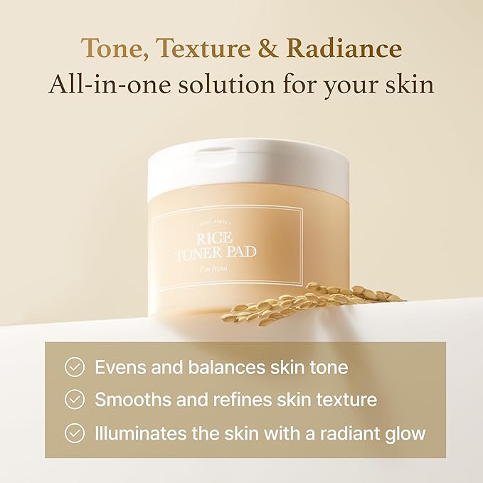 I'm from Rice Toner Pads 140ml, 60 Sheets, Triple-Layered Pads, Rice Extract from Korea, for Dry and Rough Skin-FemmiqueWomen