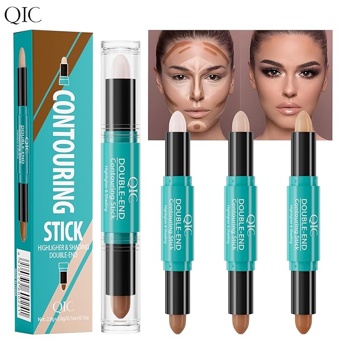 2-in-1 Contour & Highlighter Stick - Dual-Ended, Waterproof, Long-Lasting, for All Skin Tones (03# Nature colour + Light coffee)-FemmiqueWomen