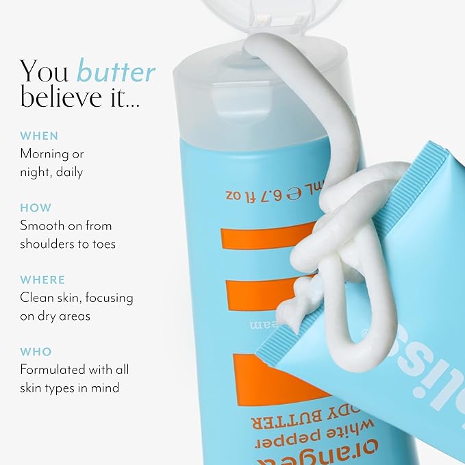 Bliss Body Butter - Blood Orange and White Pepper - Maximum Moisture Cream - 6.7 Fl Oz - Body Lotion for Dry Skin - Long-Lasting Moisturizer for Women & Men - Vegan and Cruelty-Free-FemmiqueWomen