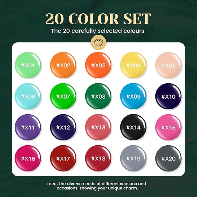 JEWHITENY 23PCS Nail Polish Set 20 Colors Gel Nail Polish Jelly Color Natural and Elegant Long Lasting Suitable for Salon at Home-FemmiqueWomen