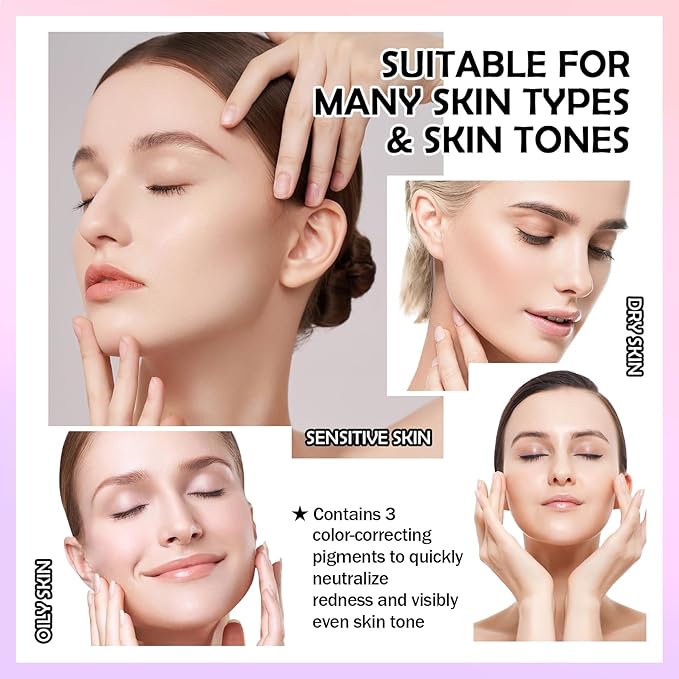 2PCS One Step Color Corrector,Tri-Color Color Correcting Facial Serum,Moisturizing Color Changing Foundation,Oil Control Tinted Moisturizer Isolation Cream for Face Makeup Primer Base-FemmiqueWomen