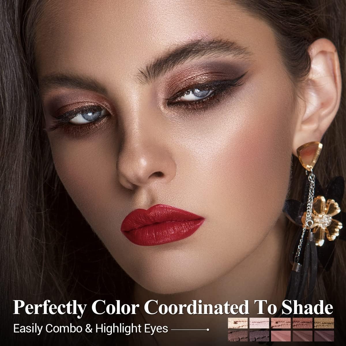 10PCS Eyeshadow Stick,Shimmer And Matte Brown Metallic Cream Eyeshadow Pencil Crayon with Smudge-proof & Waterproof, Eye Brightener Stick, Ideal Gift for Women - Ash Rose-FemmiqueWomen