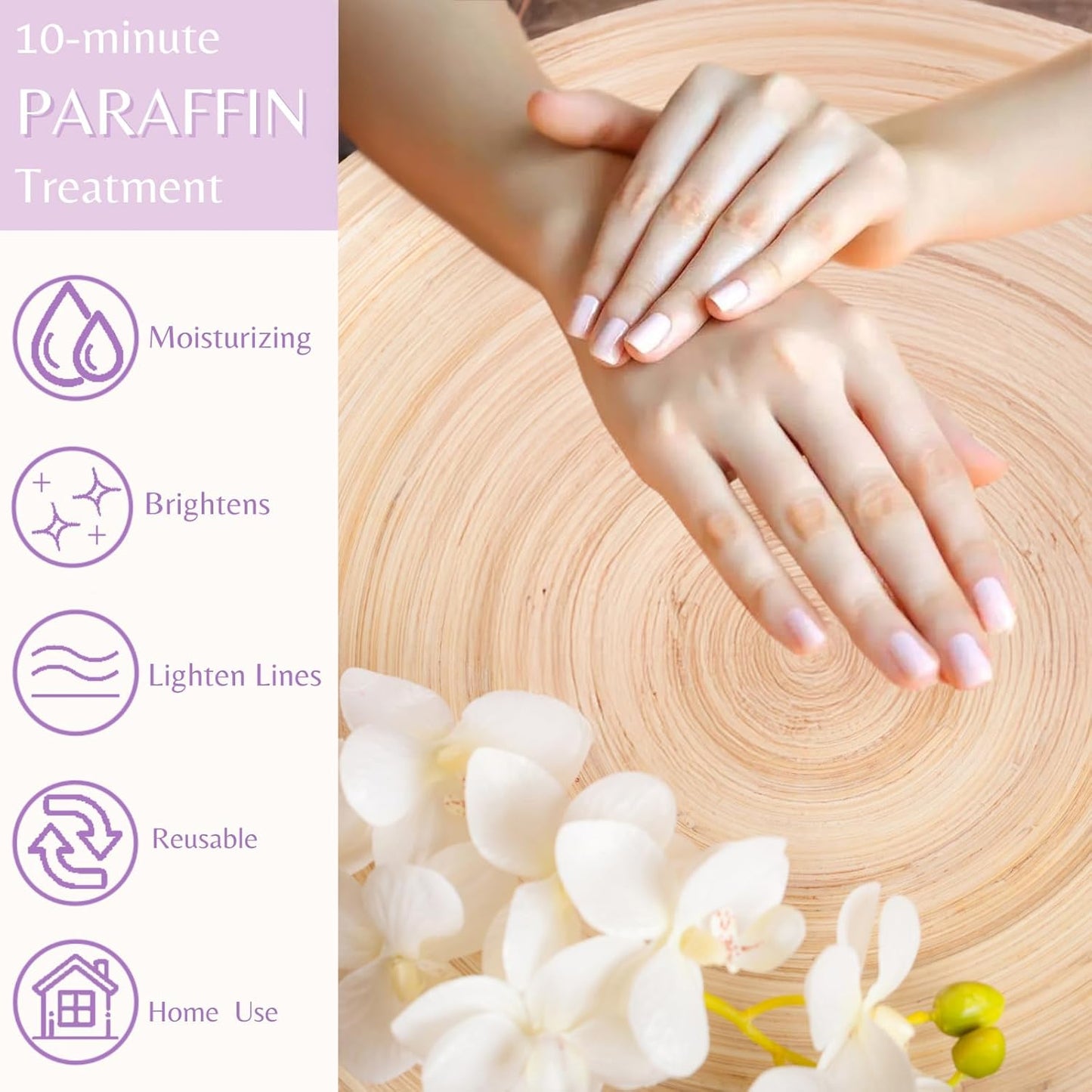 10-Minute Paraffin Hand Treatment, Home Hand Wax Spa Treatment Gloves, Rose, One-Pair-FemmiqueWomen
