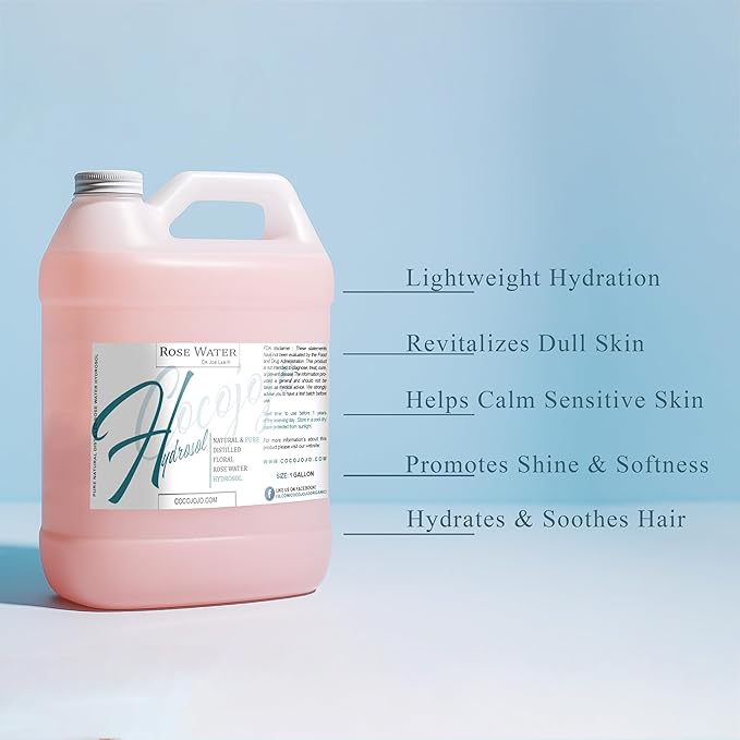 Rose Hydrosol Spray Cleansing Non GMO Facial Toner for Face Body Locs Rose Water Hydrating Face Mist, for Hydration Pure & Natural Hydrosol for All Skin Types - COCOJOJO - Bulk 128 OZ - 1 Gallon-FemmiqueWomen