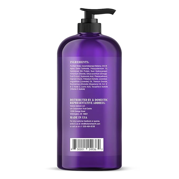 Botanic Hearth Purple Shampoo 16 Fl Oz | For All Shades Of Blonde, Silver & Gray Hair | With Lavender Oil, Vitamin E & Rosemary Oil | Sulfate & Paraben Free-FemmiqueWomen