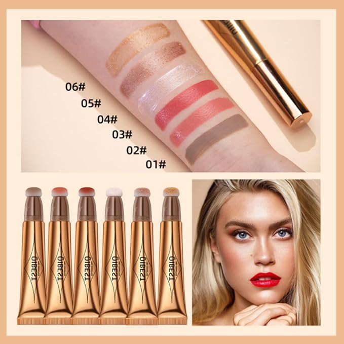 3Pcs Contour Beauty Wand,Liquid Face Concealer Contouring with Cushion Applicator,Liquid Blush Shading Bronzer Stick Natural Matte Finish, Lightweight Blendable Super Silky Cream Contour Stick Makeup-FemmiqueWomen