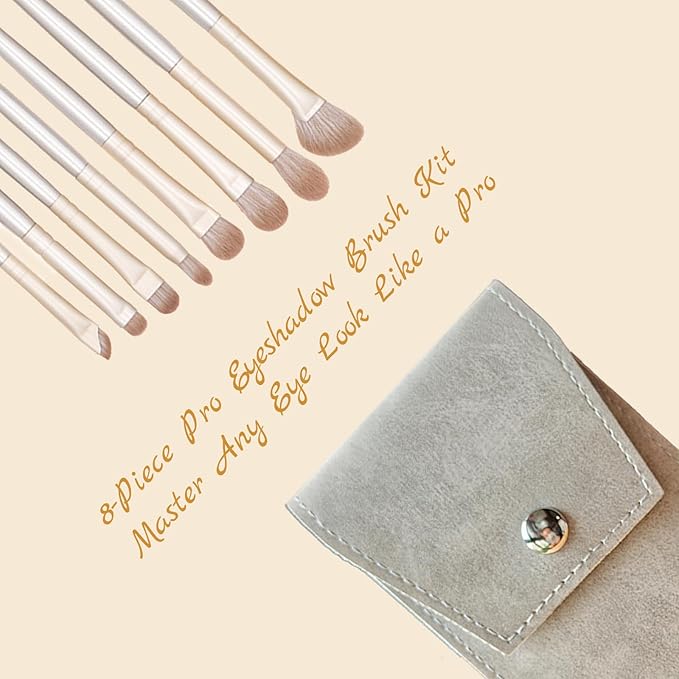 Eyeshadow Makeup Brushes Set with Case 8 PCS Soft Synthetic Hairs Eye Makeup Brushes for Blending Eyebrow Eyeliner Eyeshadow （Silver）-FemmiqueWomen
