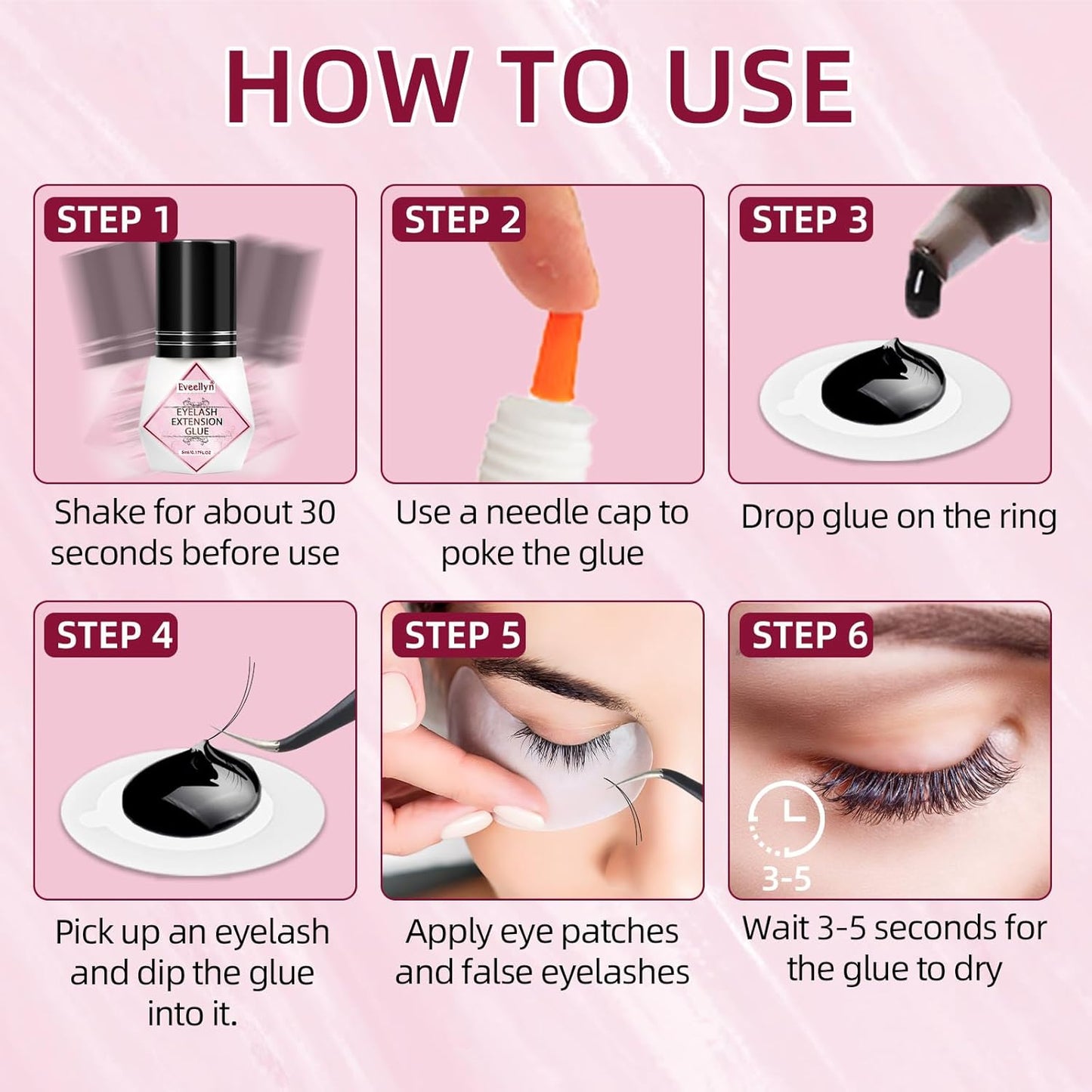 Eyelash Extension Glue, 5ml Lash Extension Glue, 2-3s Drying Time, Retention up to 7-8 Weeks, Power Extreme Waterproof for Professional Use Only-FemmiqueWomen