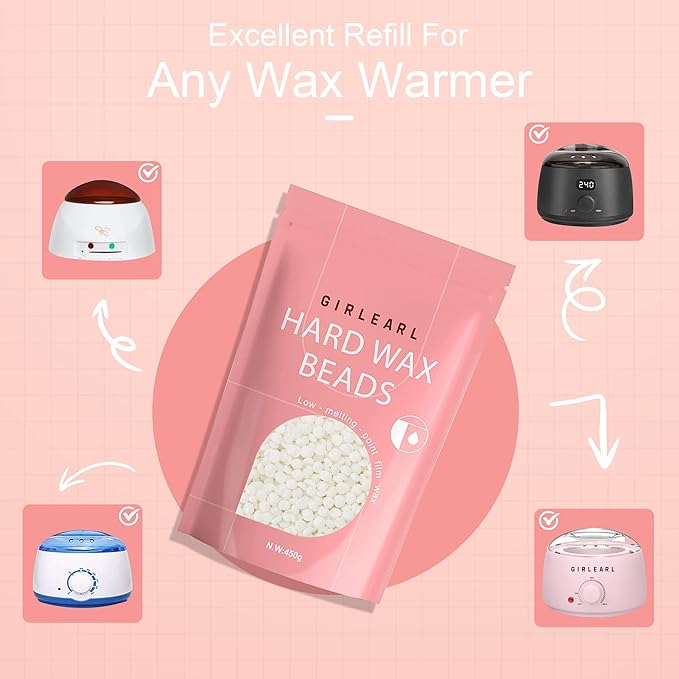 1lb Wax Beads for Hair Removal - Unscented Hard Wax Beads Refill for Professional Full Body Waxing - Ideal for Facial, Brazilian Bikini, Legs, and Underarms at Home for Women and Men (White)-FemmiqueWomen