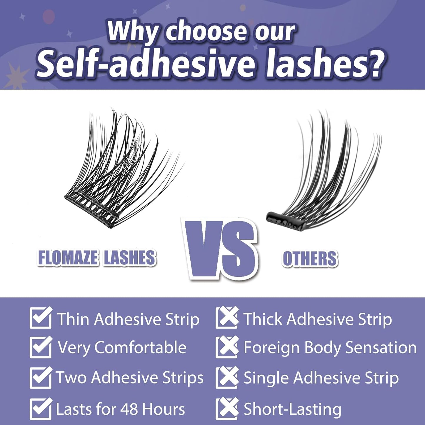 Self Adhesive Eyelashes, 156 PCS Self Adhesive Eyelash Clusters, No Glue Needed, Dual-row Glue Strips 8-16mm Mixed Individual Lash Extension Super Sticky Reusable False Lashes-FemmiqueWomen