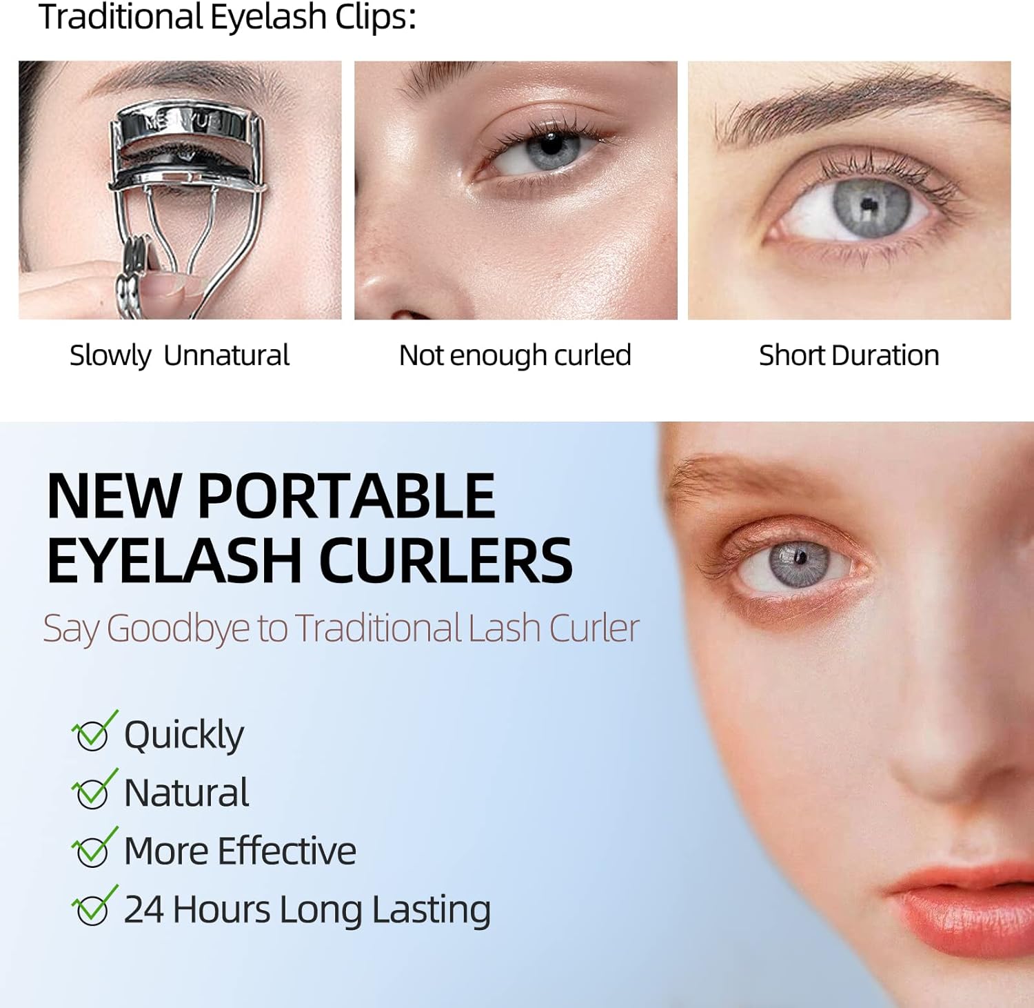 Heated Eyelash Curler, Heated Lash Curler, Portable USB C Rechargeable Eyelash Curler 24H Long Lasting Intelligent Power Off Electric Eyelash Curler with Eyelash Comb for Makeup - Black-FemmiqueWomen