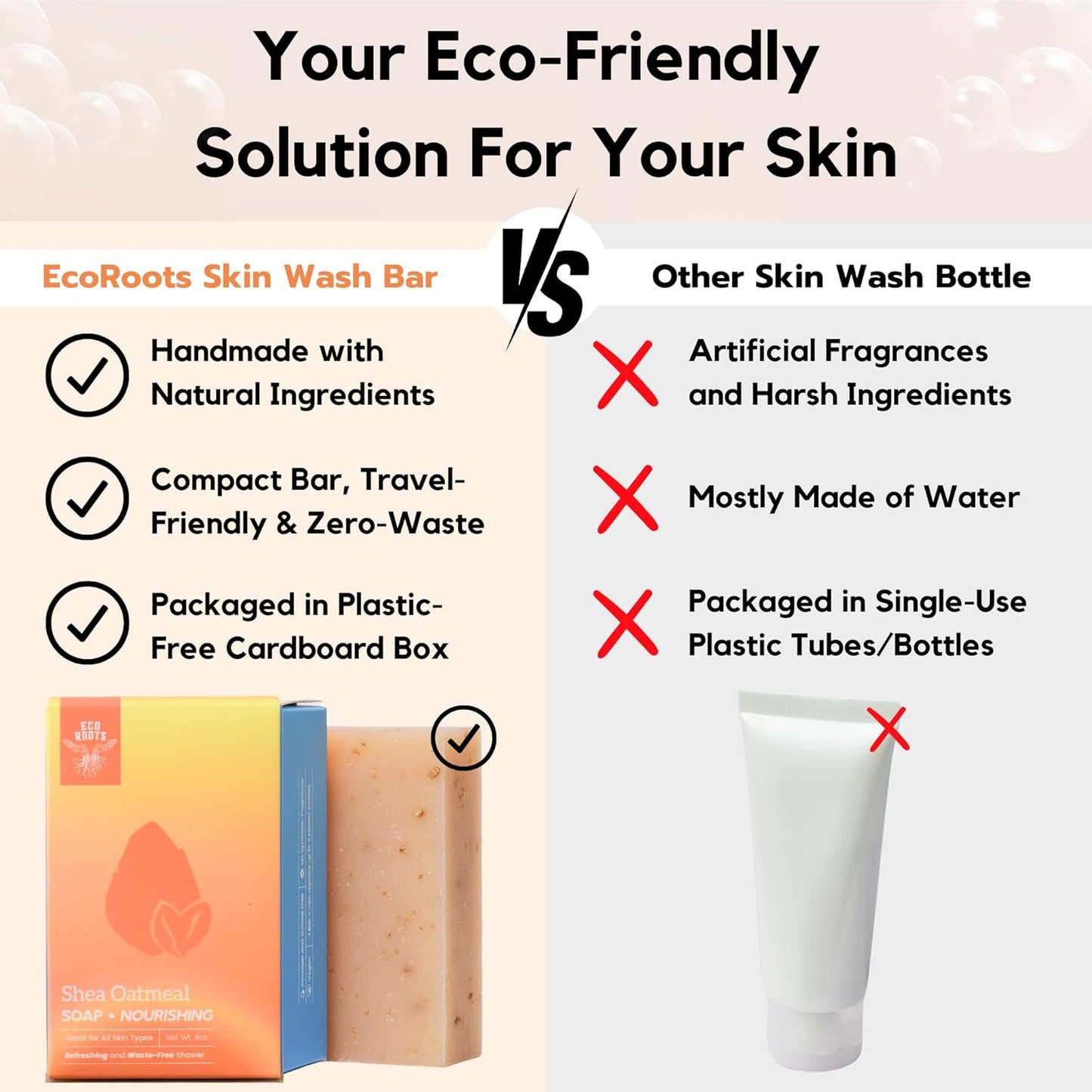 ECO ROOTS 3 Pack Natural Oatmeal Soap Bar – Face & Body Cleansing Bar with Shea Butter & Coconut Oil – Gentle Daily Moisturizing Bars of Soap-FemmiqueWomen