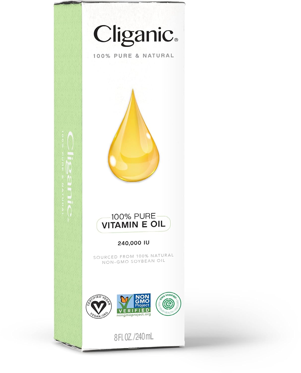 Cliganic Pure Vitamin E Oil for Skin, Scars, Hair & Face 240,000 IU (8oz), Non-GMO Verified | Natural D-Alpha Tocopherol-FemmiqueWomen